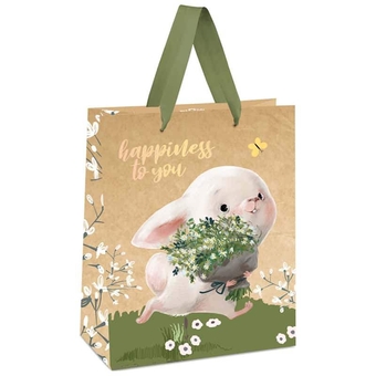 Сумка подарочная 18*23*10см  Happiness to you отд. фольгой крафт (MESHU)