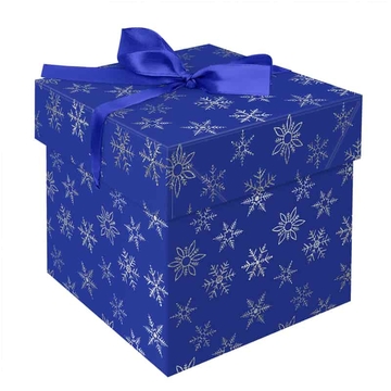 Коробка складная подарочная 15*15*15см "Snowflakes" с лентой отд.фольгой (MESHU )