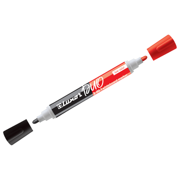 Маркер Luxor Duo для маркерной доски двухсторонний цвет черный/красный пулевидный толщина линии1-3мм