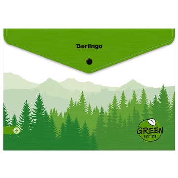 Папка конверт с кнопкой ф.А4 плотность 180мкм Green Series (Berlingo)