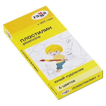 Пластилин 06 цветов 84г. "Юный художник" + стек (ГАММА)