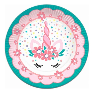 Тарелки бумажные "Единорог Pink&Tiffany"  18см 6шт. (ПатиБум)