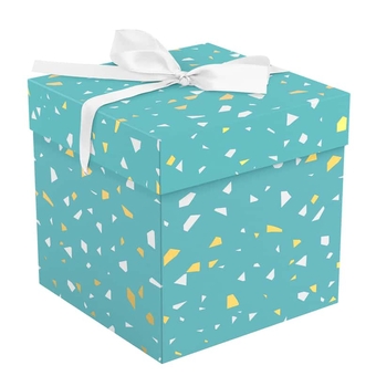 Коробка складная подарочная 15*15*15см "Terrazzo" с лентой, отд фольгой (MESHU)