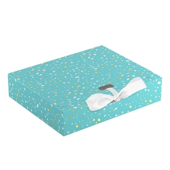 Коробка складная подарочная 22*18*5см "Terrazzo" с лентой, отд фольгой (MESHU)