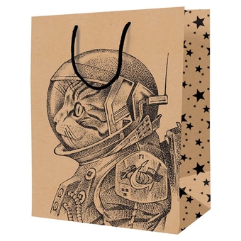 Сумка подарочная 11*14*65см  Space Cat крафт (ArtSpace)