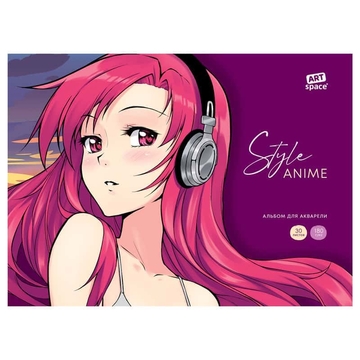 Альбом для акварели 30л. А4 "Anime style/ Girl" на склейке 180 г/м2 (Спейс)