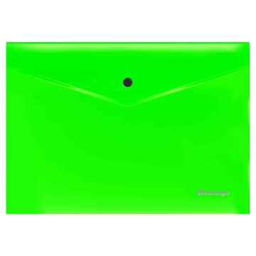 Папка конверт с кнопкой ф.А4 плотность 200мкм Neon цвет неон зеленый (Berlingo)