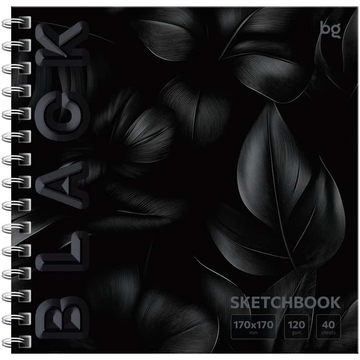 Блокнот для эскизов и зарисовок 40л 170*170мм на пружине 120г/м2 Black. Leaves (BG)