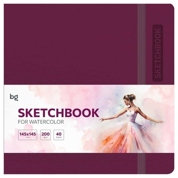 Блокнот для акварели 40л. 145*145мм на резинке 200 г/м2 Bright. Berry кожзам (BG)