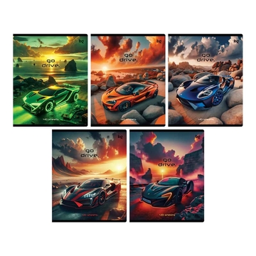Тетрадь 40л. А5 клетка скрепка Go drive (BG)