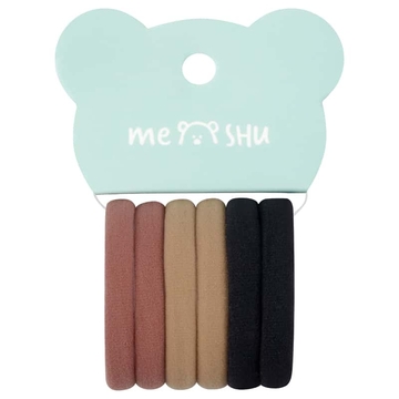 Резинки для волос "Essence thin"  горчичные  каштановые  черные  6шт.  европодвес (MESHU)