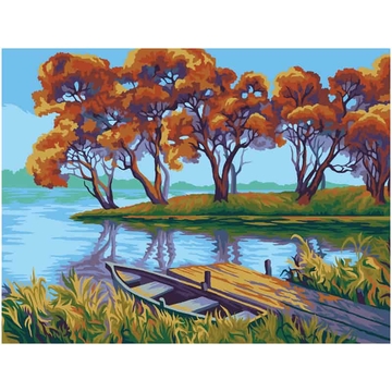Картина по номерам на картоне  "Осенний пейзаж" 30*40см акриловыми красками и кистями (ТРИ СОВЫ)