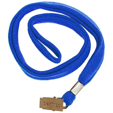 Шнурок для бейджей 45см с клипсой цвет синий (Berlingo)