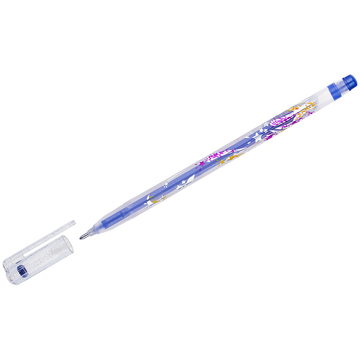 Ручка гелевая Crown "Glitter Metal Jell" люрекс синий  1мм