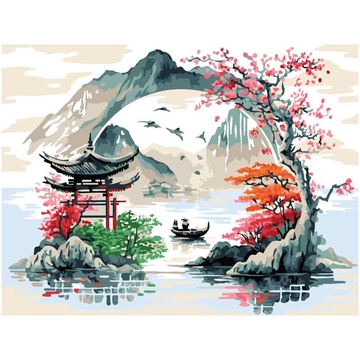 Картина по номерам на картоне  "Китай" 30*40см акриловыми красками и кистями (ТРИ СОВЫ)