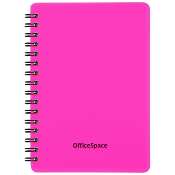 Блокнот А6 60л. на гребне Neon - Розовый пластиковая обложка (Office Space)