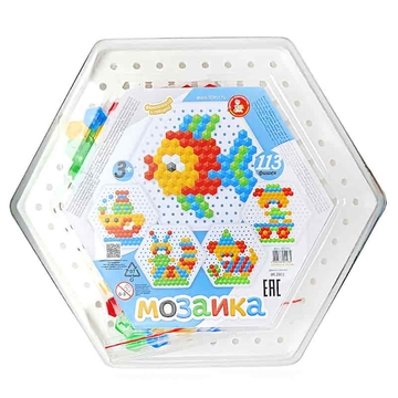 Мозаика шестигранная Рыбка 113 эл d20см пласт.коробка (Десятое королевство)