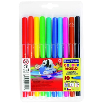 Фломастеры 10 цветов "Colour World" трехгранные (Centropen)