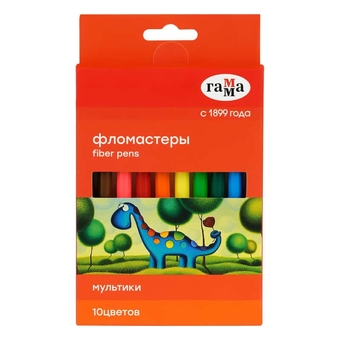 Фломастеры 10 цветов "Мультики" смываемый (Гамма)