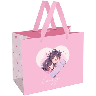 Сумка подарочная 23*18*10см "Cute couple" матовая ламинация (MESHU)