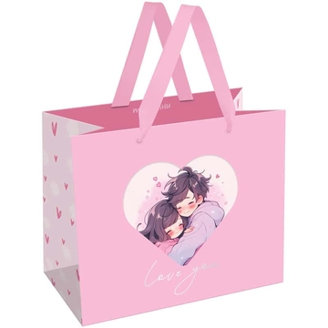 Сумка подарочная 23*18*10см "Cute couple" матовая ламинация (MESHU)