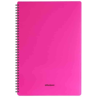 Тетрадь 60л. А4 клетка спираль Neon розовый пластиковая обложка (Office Space)