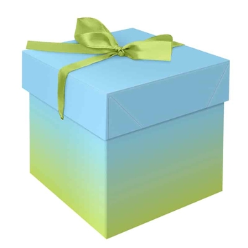 Коробка складная подарочная 15*15*15см "Duotone. Blue-Green gradient" с лентой отд.фольгой (MESHU )