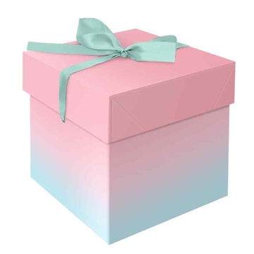 Коробка складная подарочная 15*15*15см "Duotone. Mint-Pink gradient" с лентой отд.фольгой (MESHU )