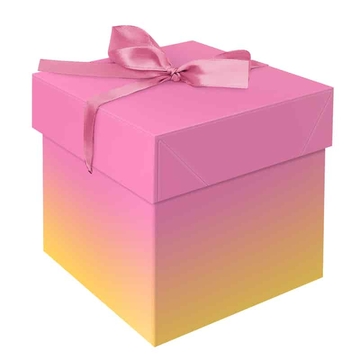 Коробка складная подарочная 15*15*15см "Duotone. Pink-Orange gradient" с лентой отд.фольгой (MESHU )