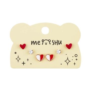Серьги  бижутерия  красные  3 пары  европодвес (MESHU)