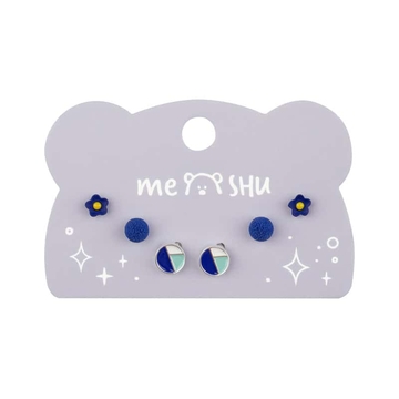 Серьги  бижутерия  синие  3 пары  европодвес (MESHU)