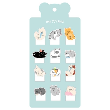 Закладки с липким слоем пластиковые фигурные Sweet kitty 12 шт по 20л (Meshu)