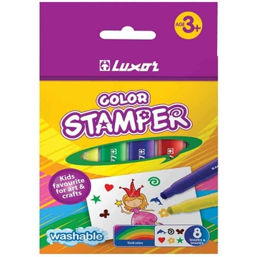 Фломастеры-штампы 08 цветов "Color Stamper" смываемые (Luxor)