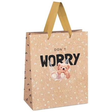 Сумка подарочная 18*23*10см "Don't worry" отд. фольгой крафт (MESHU)