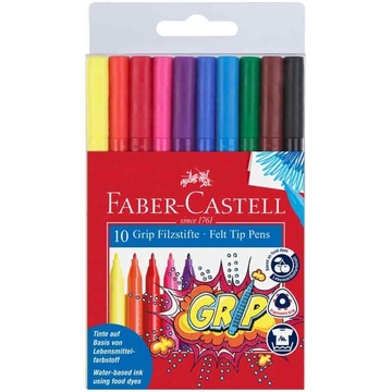 Фломастеры 10 цветов "Grip" трехгранные смываемые (Faber Castell)