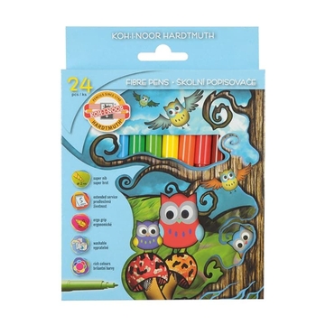 Фломастеры 24 цвета "Owls" трехгранные смываемые (Koh-I-Noor)