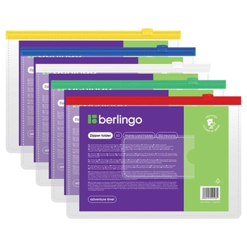 Папка на молнии ф.А5  плотность 150мкм прозрачная (Berlingo)