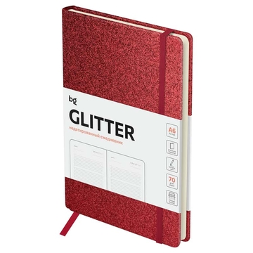 Ежедневник недатир. ф.А6 дизайнерский картон Glitter.Red красный 272с (BG)