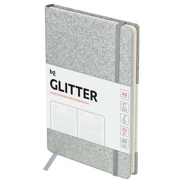 Ежедневник недатир. ф.А6 дизайнерский картон Glitter.Silver серебро 272с (BG)