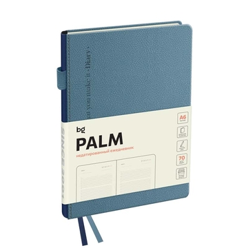Ежедневник недатир. ф.А6 кожзам "Palm. Steel blue" голубой 272с (BG)