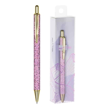 Ручка шариковая автоматическая MESHU "Pink shimmer" синий 1,0мм