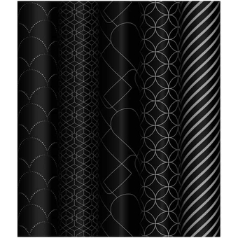Бумага упаковочная Pattern on black 70*100см 1лист 80г/м2 ассорти 5 дизайнов (MESHU)