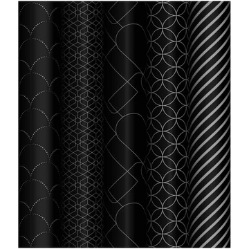 Бумага упаковочная Pattern on black 70*100см 1лист 80г/м2 ассорти 5 дизайнов (MESHU)