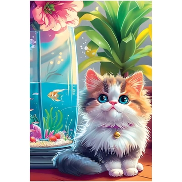 Пазл 104 детали  "Котенок у аквариума" (ТРИ СОВЫ)