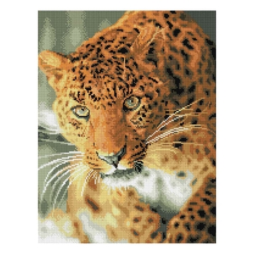 Алмазная мозаика  Леопард 40*50см холст на деревянном подрамнике  (ТРИ СОВЫ)