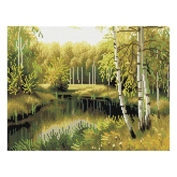 Алмазная мозаика  Летний пейзаж 30*40см холст на деревянном подрамнике  (ТРИ СОВЫ)