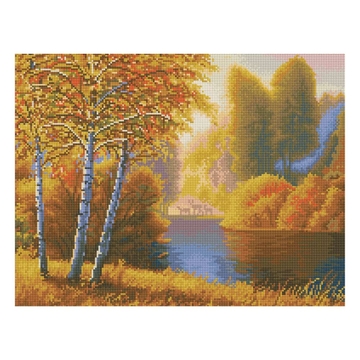 Алмазная мозаика  Осень 40*50см холст на деревянном подрамнике (ТРИ СОВЫ)