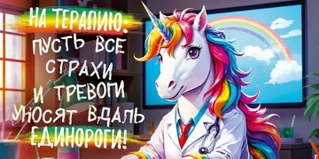 90000289 Конверт для денег "На терапию: Пусть все страхи и тревоги уносят вдаль единороги!"