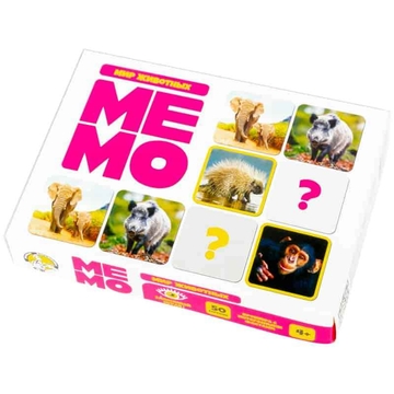 Игра настольная "Мемо. Мир животных"  50 карточек (Десятое королевство)