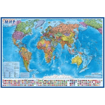 Карта "Мир" политическая 1:32млн 1010*700мм интерактивная (Globen)